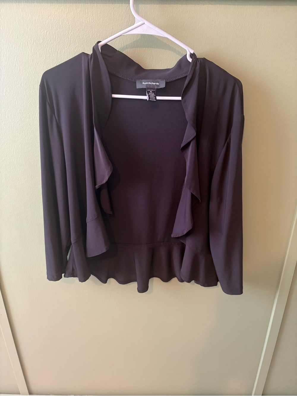 R&M Richards Ruffled Open-Front Cardigan - Picture 3 of 5
